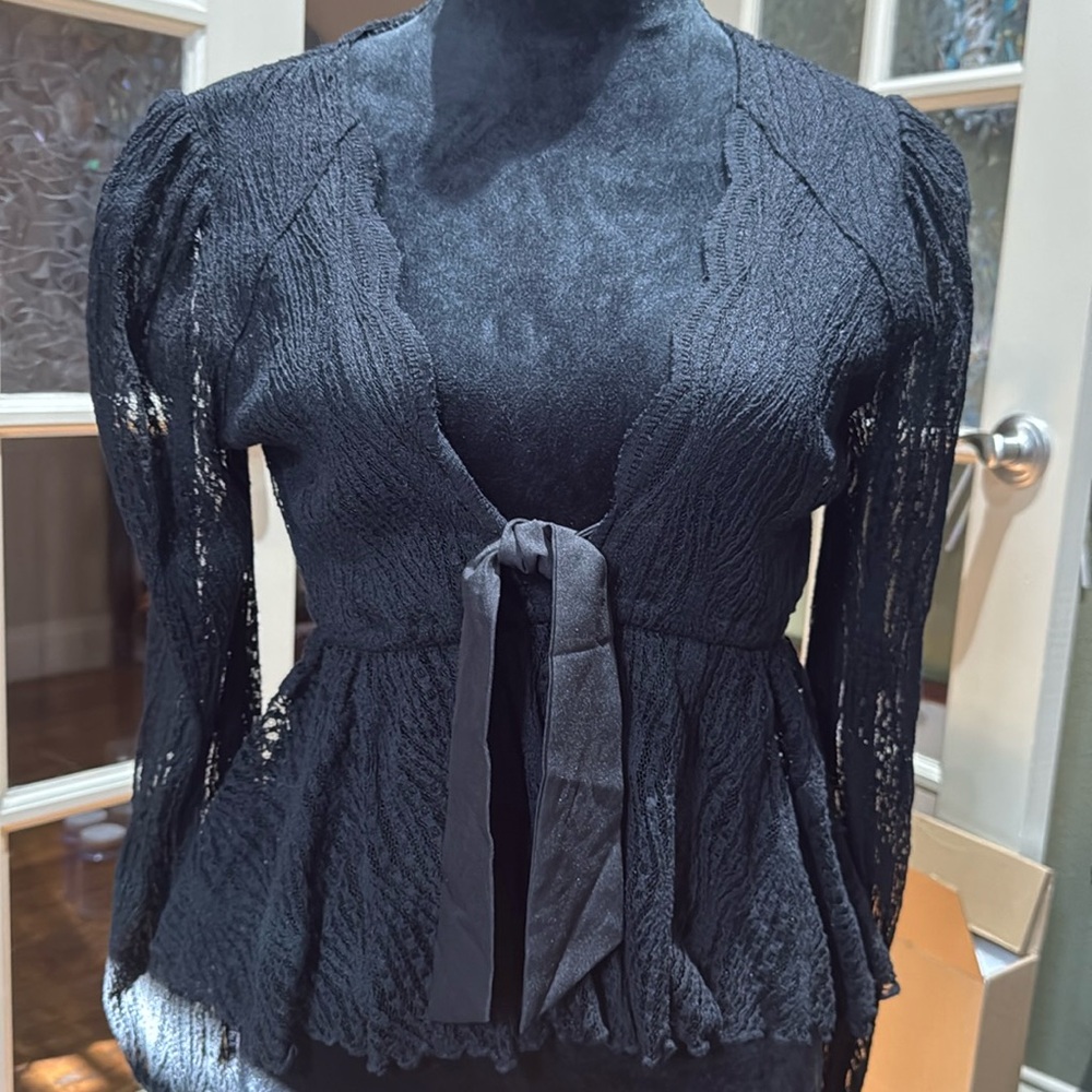 Free People Black lace top